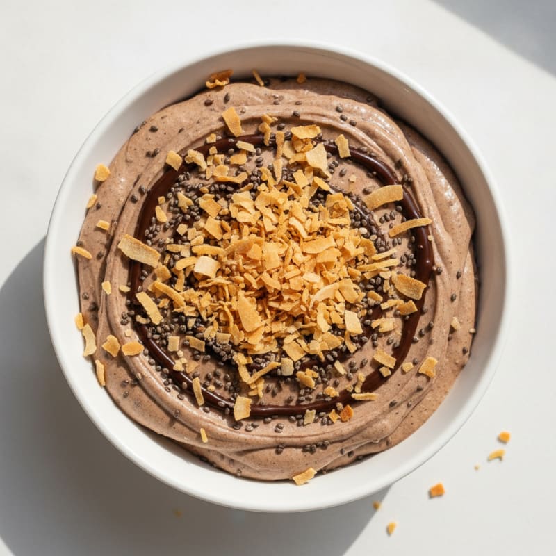 Silky Chocolate Protein Pudding with Toasted Coconut