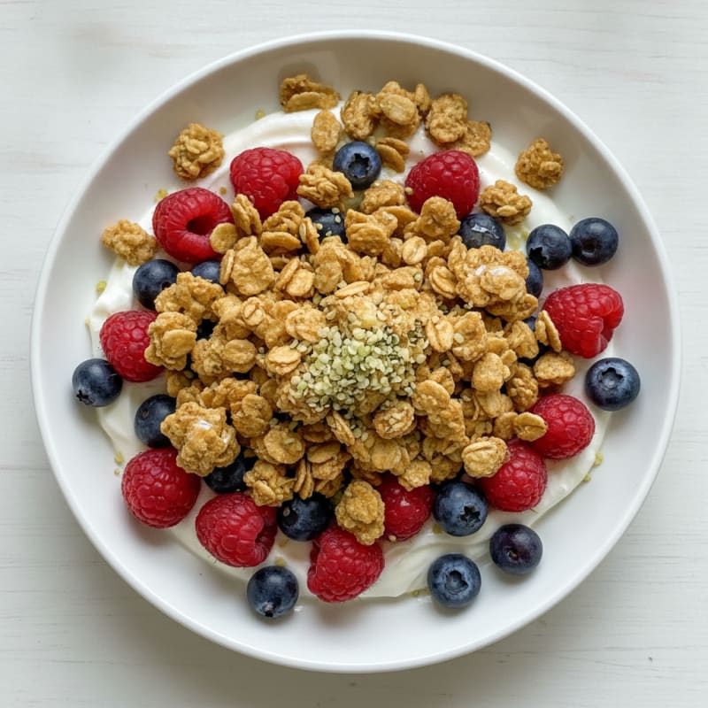 Greek Yogurt Parfait with Mixed Berries and Protein Granola