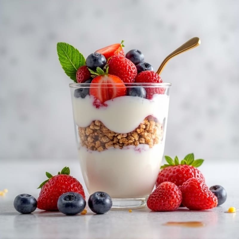 Creamy Greek Yogurt Parfait with Mixed Berries and Protein Granola