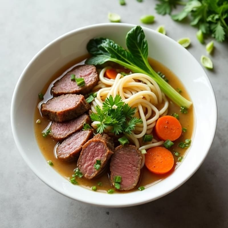 Aromatic Lean Beef Noodle Soup with Fresh Herbs