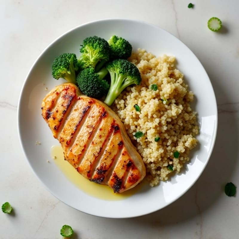 Grilled Chicken Breast with Roasted Broccoli and Quinoa