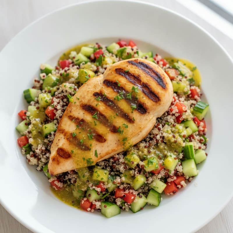 Grilled Chicken Breast with Crunchy Quinoa Salad
