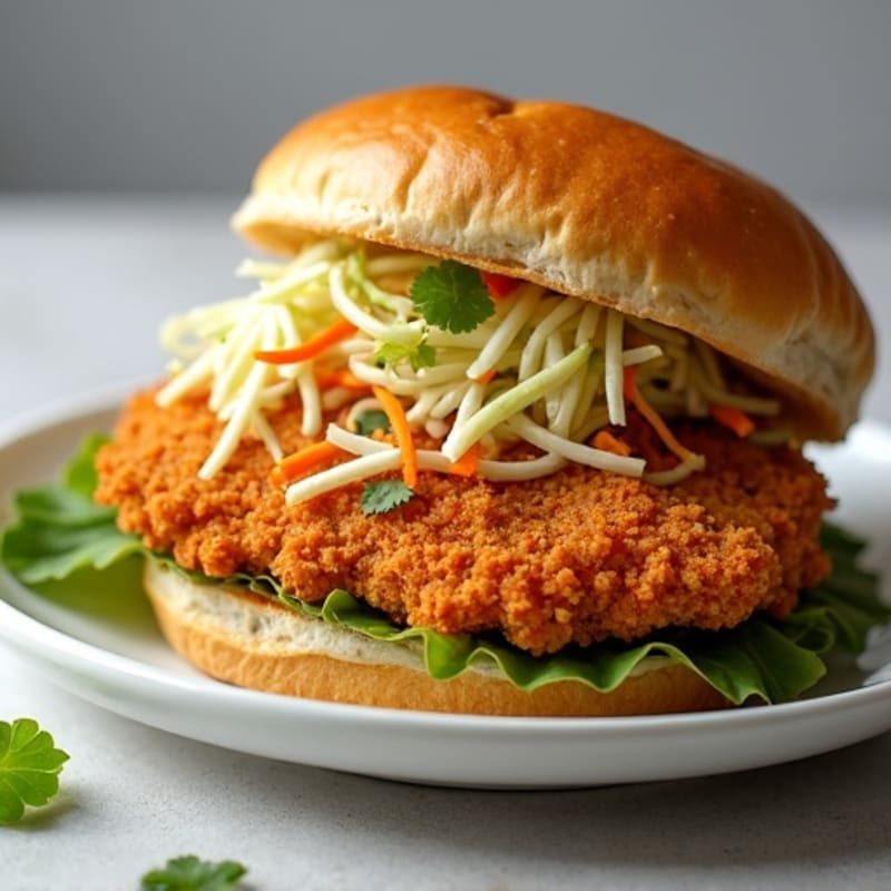 Crispy Baked Chicken Cutlet Sandwich with Fresh Slaw
