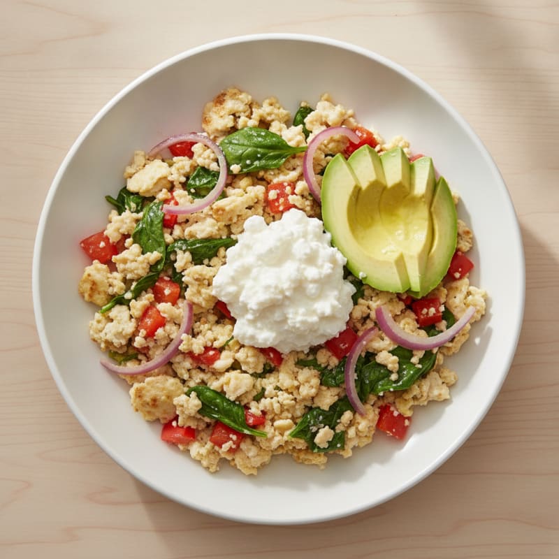 Egg White Veggie Scramble with Cottage Cheese