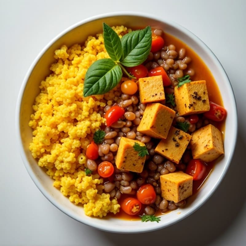 Spiced Lentil Stew with Turmeric Cauliflower Rice