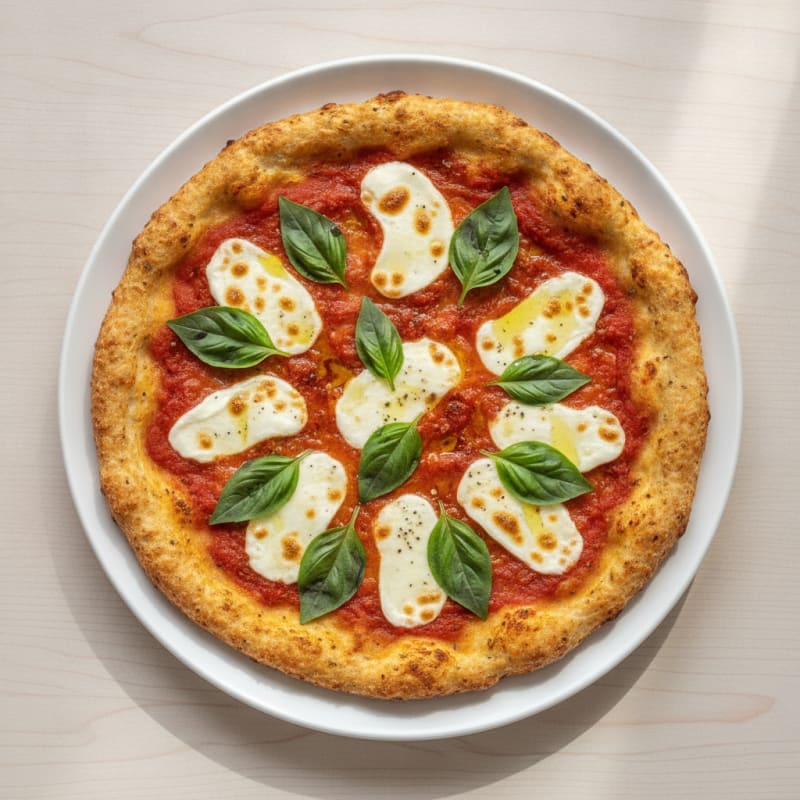 High-Protein Chicken Crust Margherita Pizza