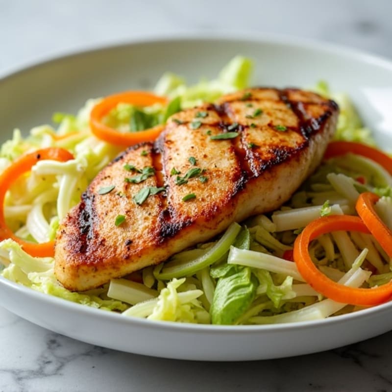 Grilled Chicken Breast with Crunchy Cabbage Slaw