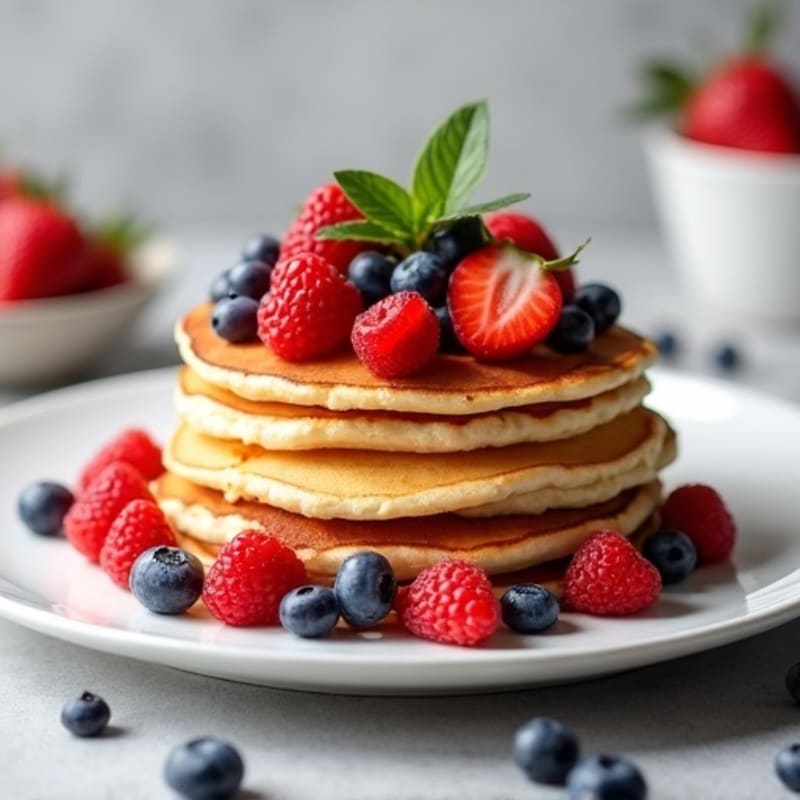 Fluffy Protein Pancakes with Fresh Berries