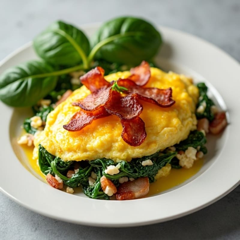 Egg White Scramble with Spinach and Turkey Bacon