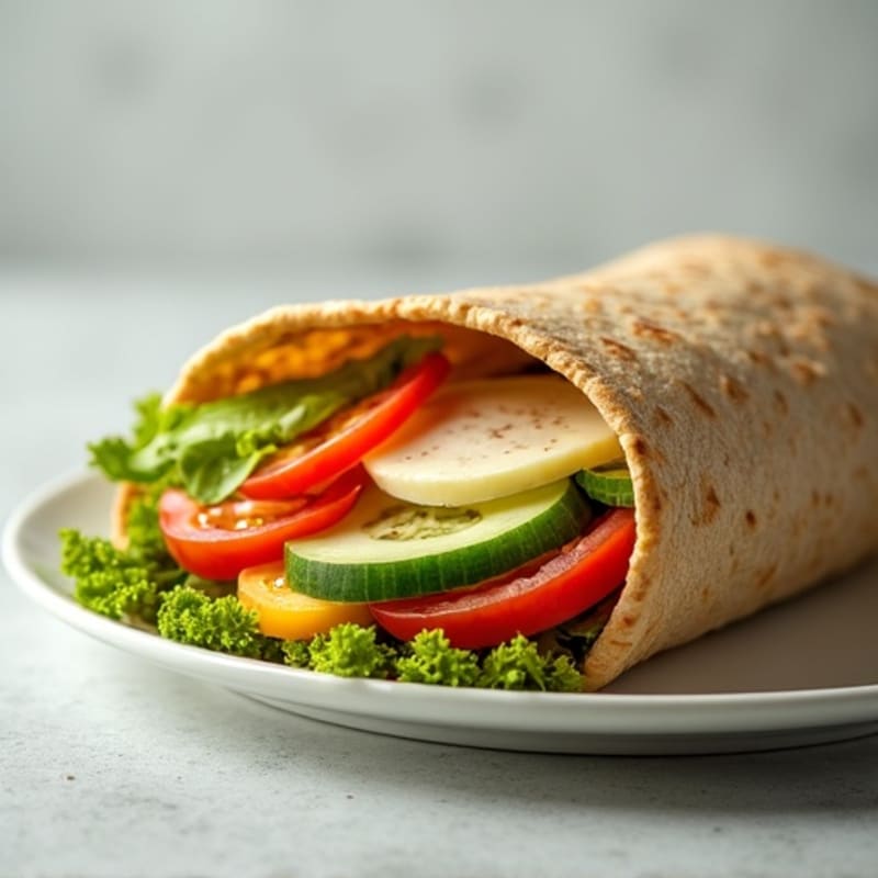 Lean Turkey and Provolone Whole Grain Wrap with Fresh Crispy Vegetables