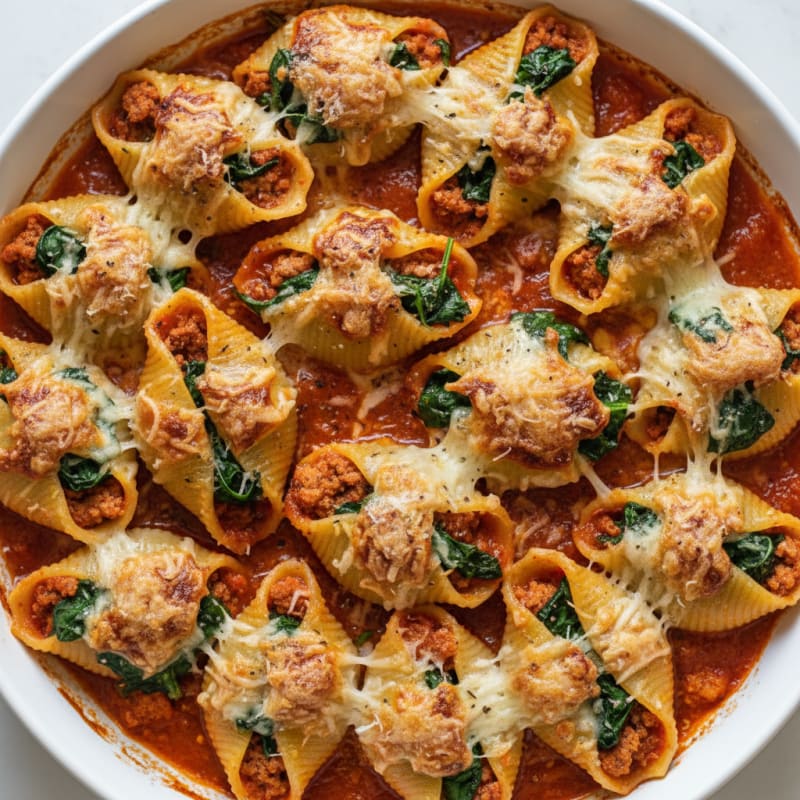Baked Spinach Ricotta Stuffed Shells