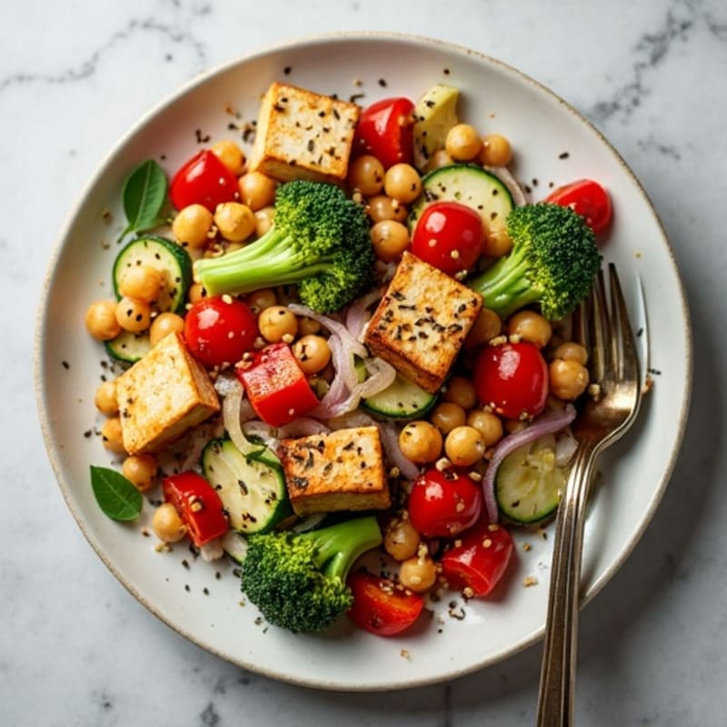 Crispy Roasted Vegetable Medley with Creamy Lemon Tahini Dressing