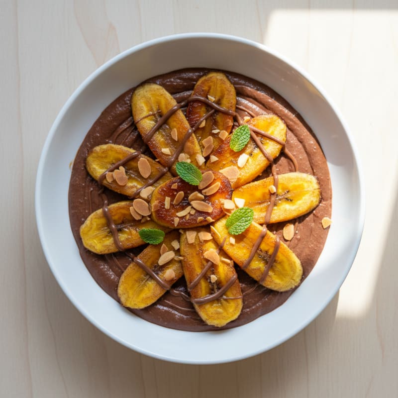 Silky Chocolate Protein Pudding with Sweet Plantain