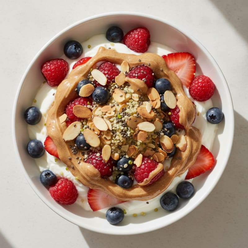 Creamy Greek Yogurt Parfait with Mixed Berries and Almond Butter