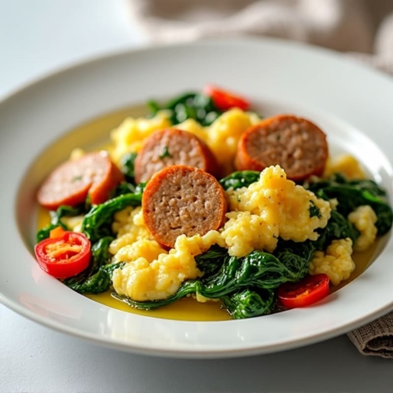 Egg White and Turkey Sausage Scramble with Spinach
