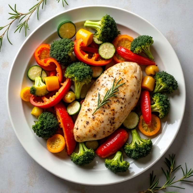 Sheet Pan Herb-Roasted Chicken with Rainbow Vegetables