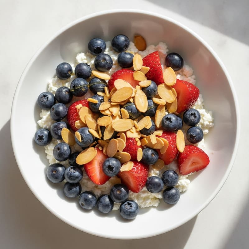 Cottage Cheese Berry Bowl with Sliced Almonds