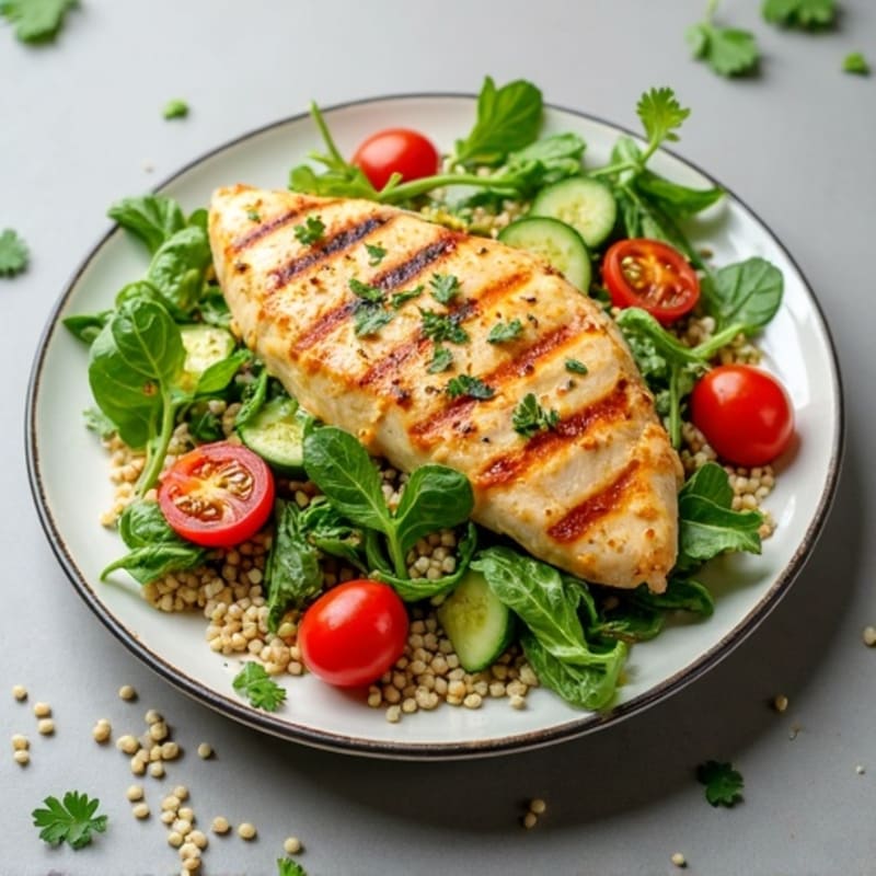Crisp Lemon Herb Chicken Quinoa Salad