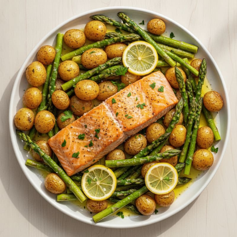 Sheet Pan Lemon Herb Salmon and Asparagus