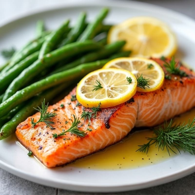 Lemon-Herb Roasted Salmon with Crispy Green Beans