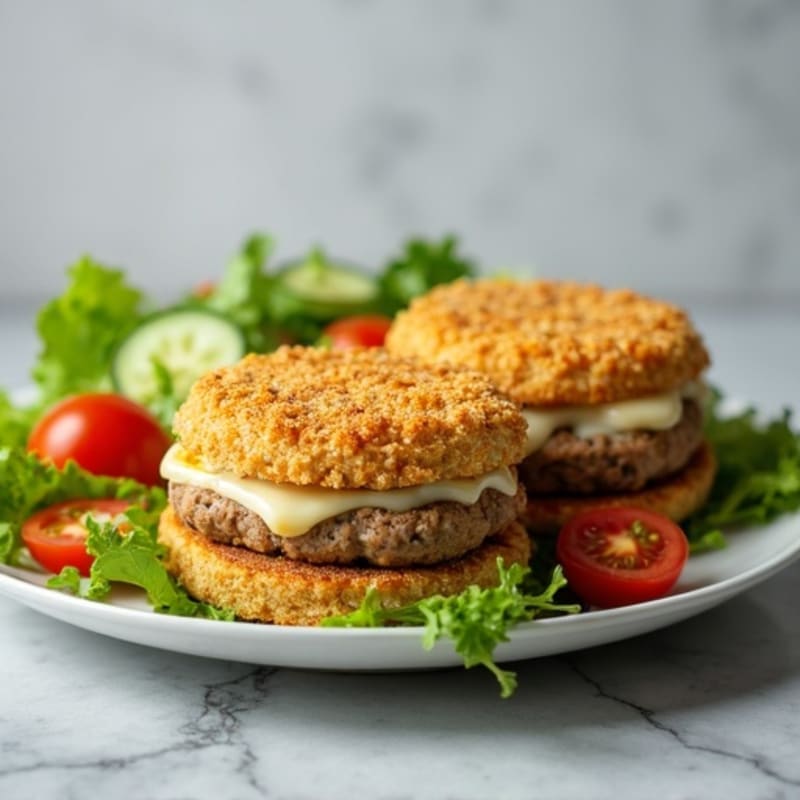 Crispy Mozzarella-Stuffed Turkey Burgers with Fresh Greens