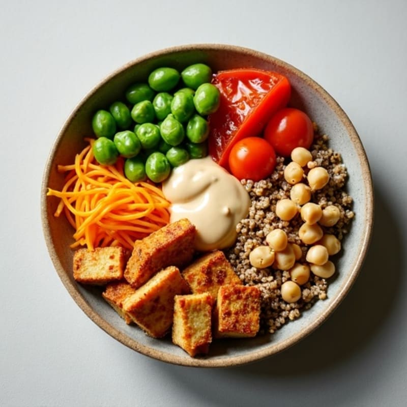 Crispy Baked Tofu Buddha Bowl with Tahini Sauce