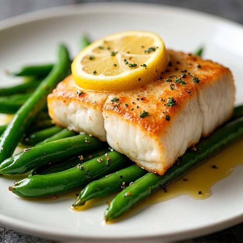 Flaky Lemon-Garlic Mahi Mahi with Roasted Green Beans