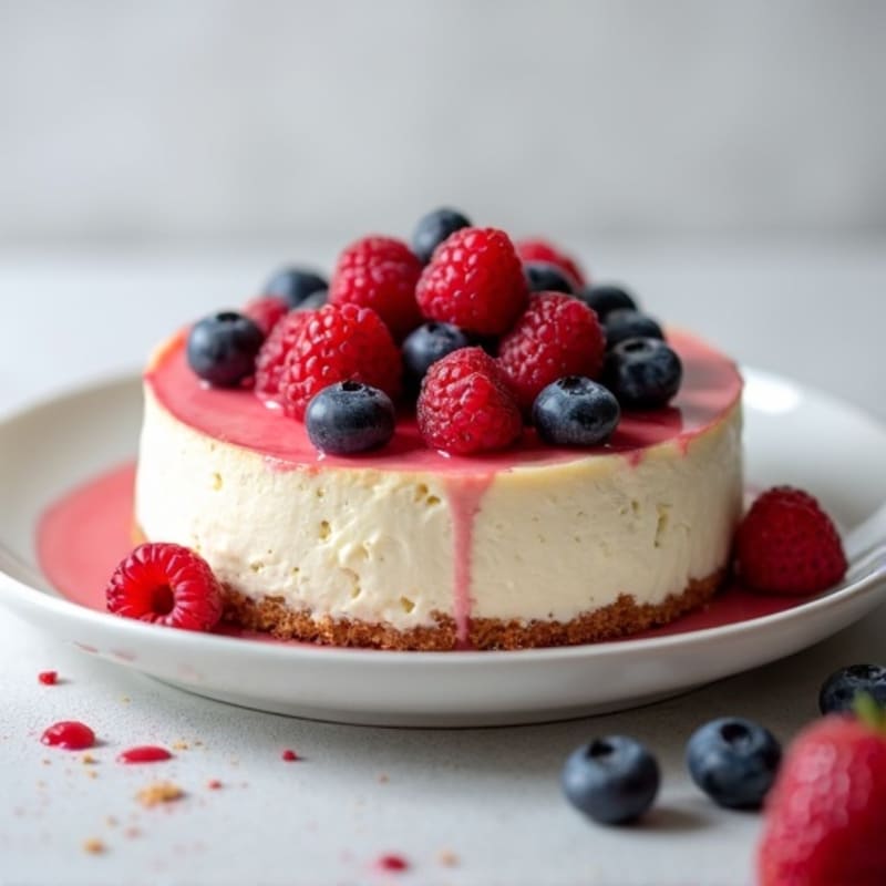 Greek Yogurt Protein Cheesecake with Mixed Berries