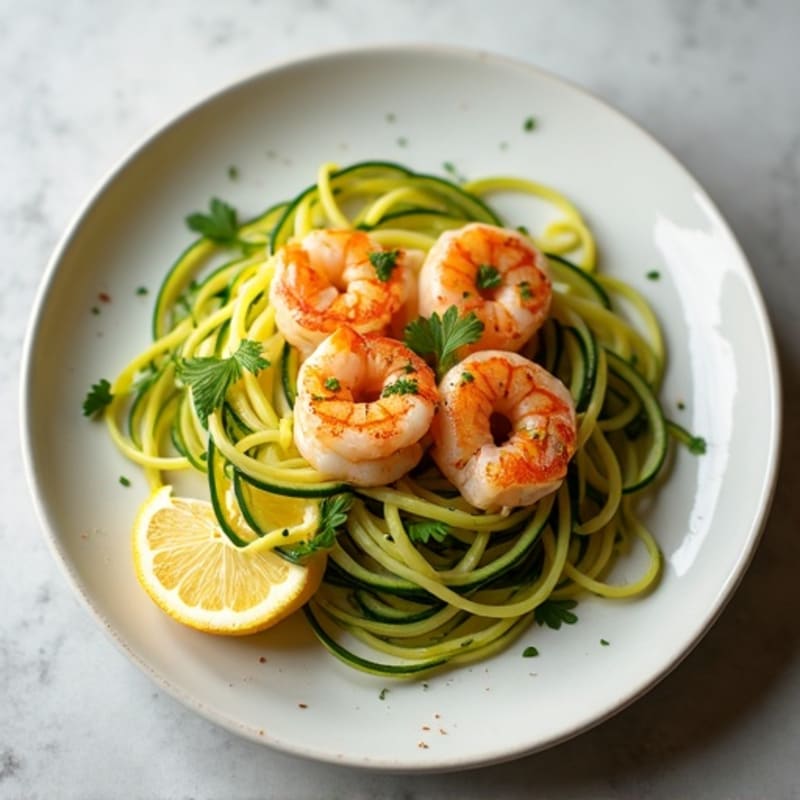 Pan-Seared Shrimp with Lemon Garlic Butter and Zucchini Noodles