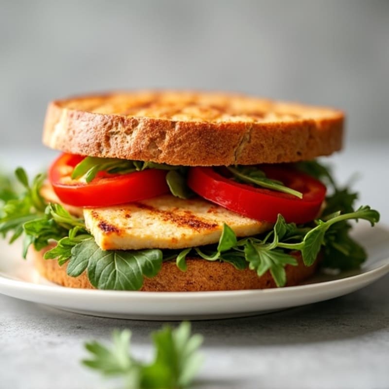 Grilled Chicken Sandwich with Roasted Red Pepper and Arugula