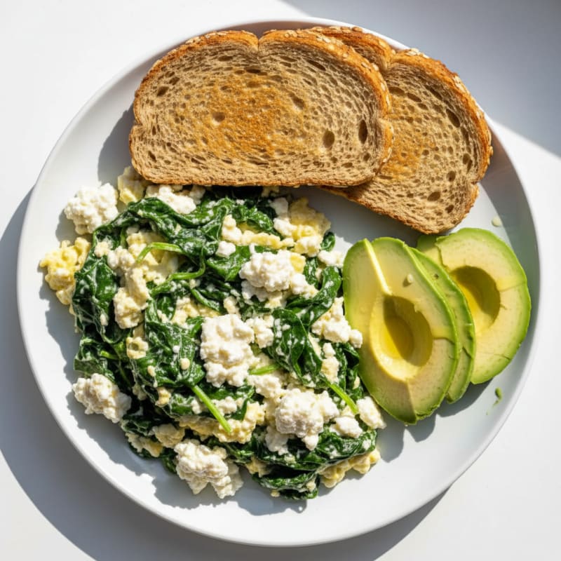 Egg White and Cottage Cheese Scramble with Spinach