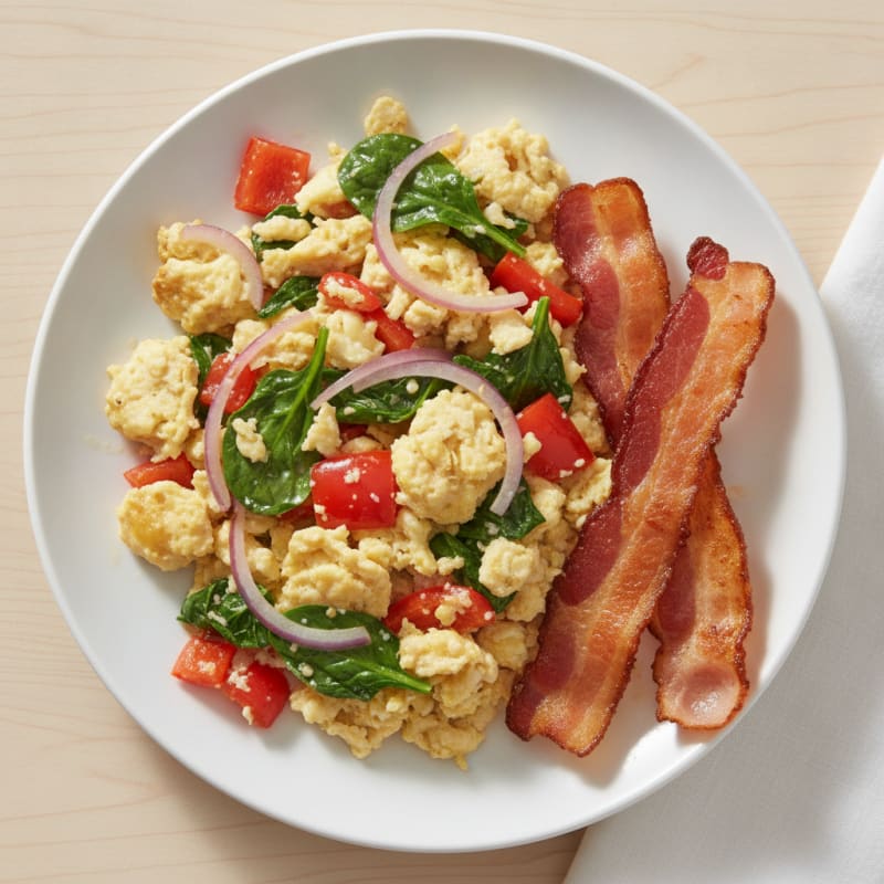 Egg White Vegetable Scramble with Turkey Bacon