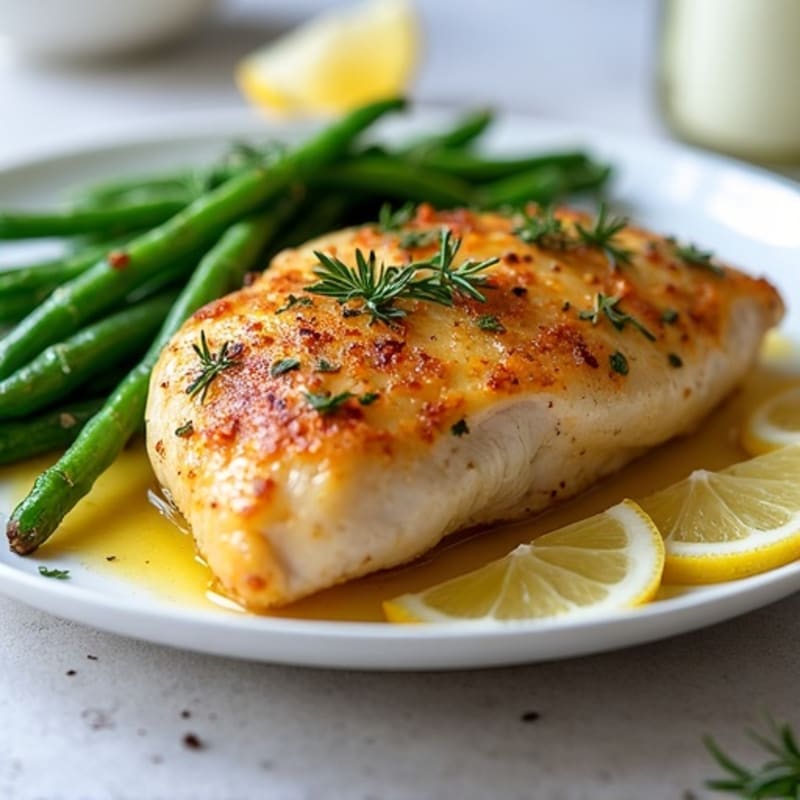 Lemon Herb Roasted Chicken with Crispy Green Beans