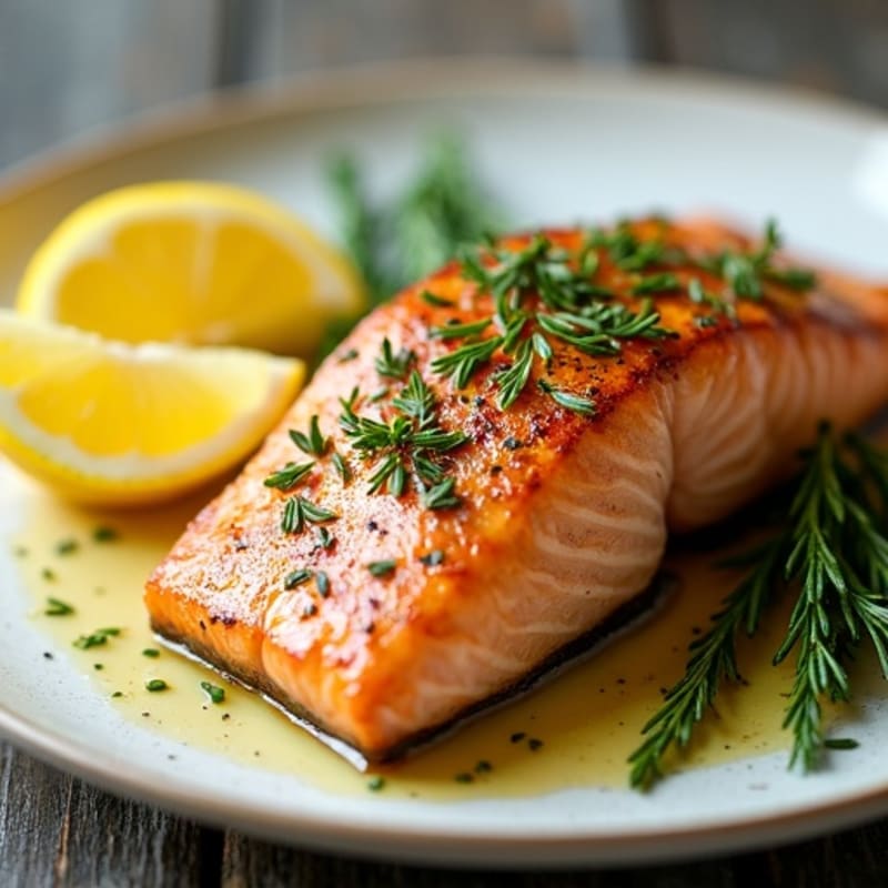 Herb-Crusted Pan Seared Salmon with Lemon