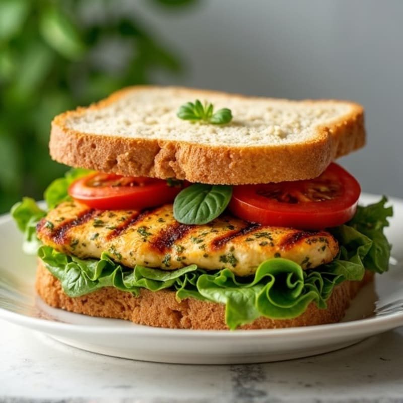 Grilled Chicken Pesto Sandwich with Fresh Greens