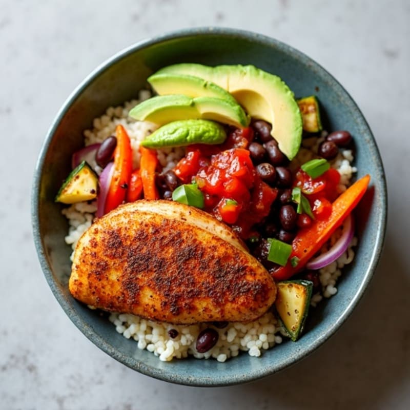 Spicy Chicken Taco Bowl with Crispy Roasted Vegetables