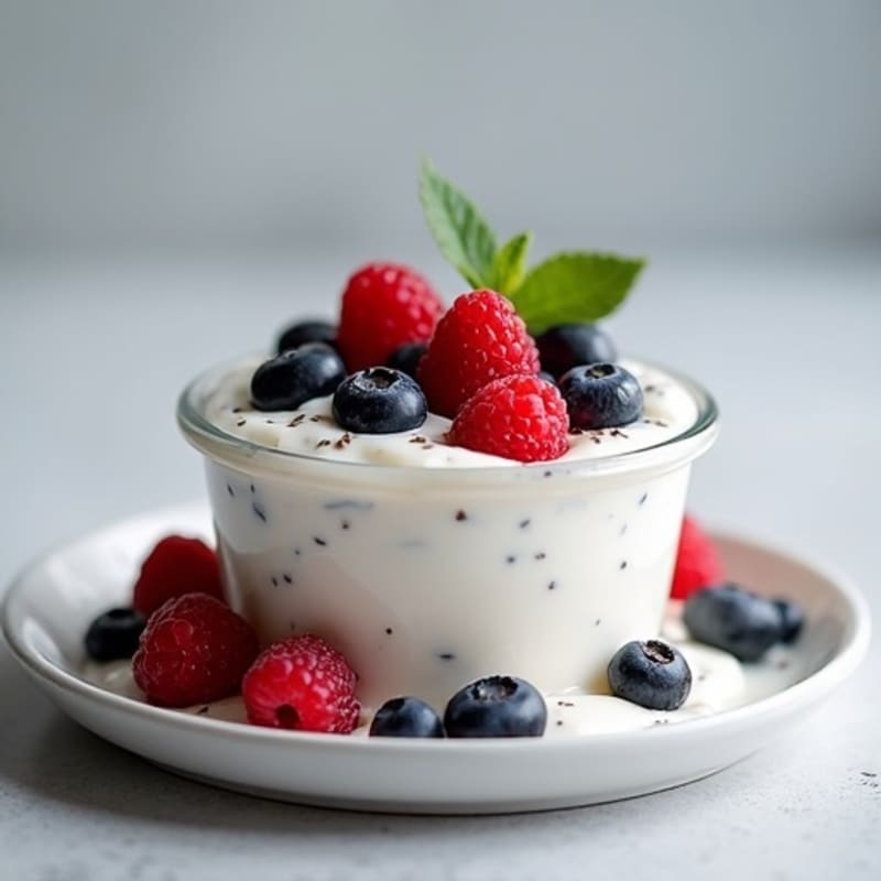 Greek Yogurt Protein Pudding with Mixed Berries