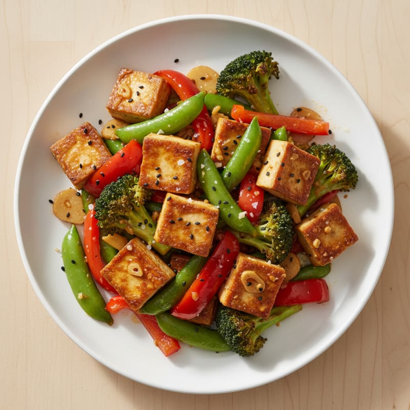 Ginger-Garlic Tofu and Roasted Vegetables