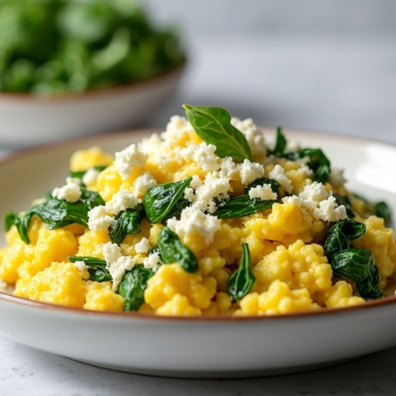 Creamy Spinach and Feta Egg Scramble
