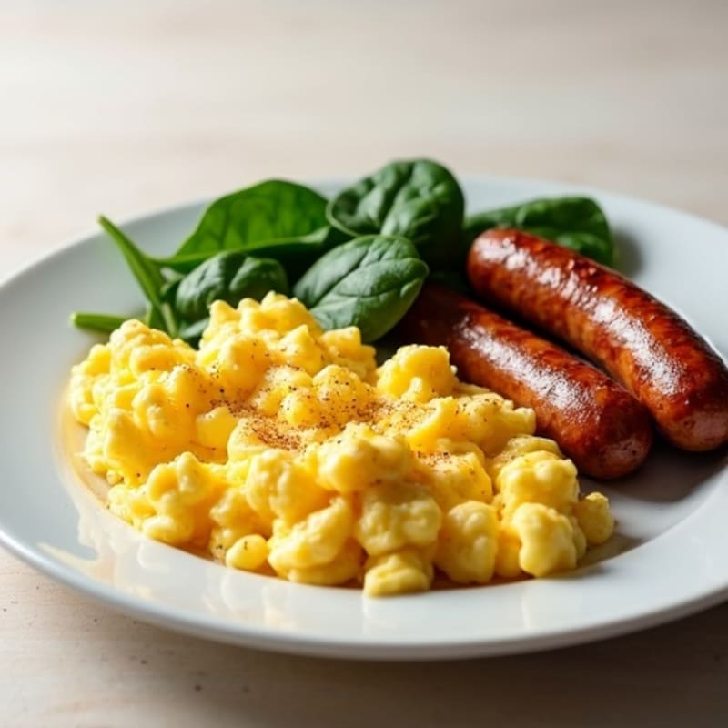 Savory Turkey Sausage and Fluffy Scrambled Eggs