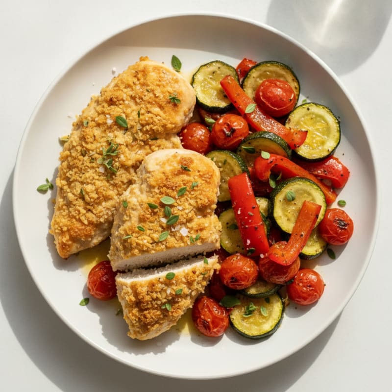 Italian Herb-Crusted Chicken with Roasted Vegetables