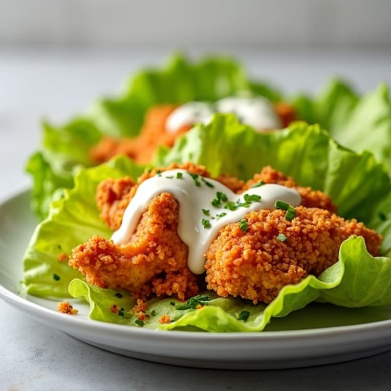 Crispy Buffalo Ranch Chicken Lettuce Wraps
