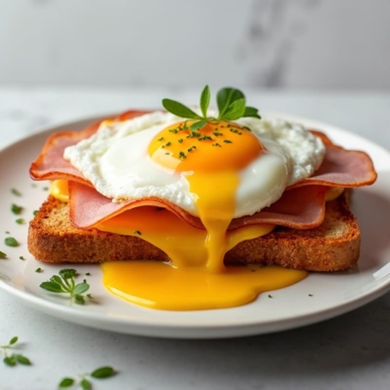 Crispy Ham and Creamy Swiss Open-Faced Melt