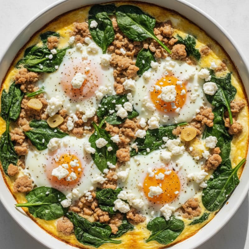Baked Eggs with Spinach and Feta