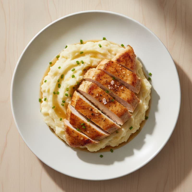 Buttery Garlic Mashed Potatoes with Seared Chicken