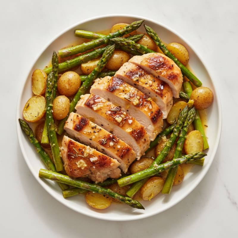 Lemon Herb Roasted Chicken and Asparagus