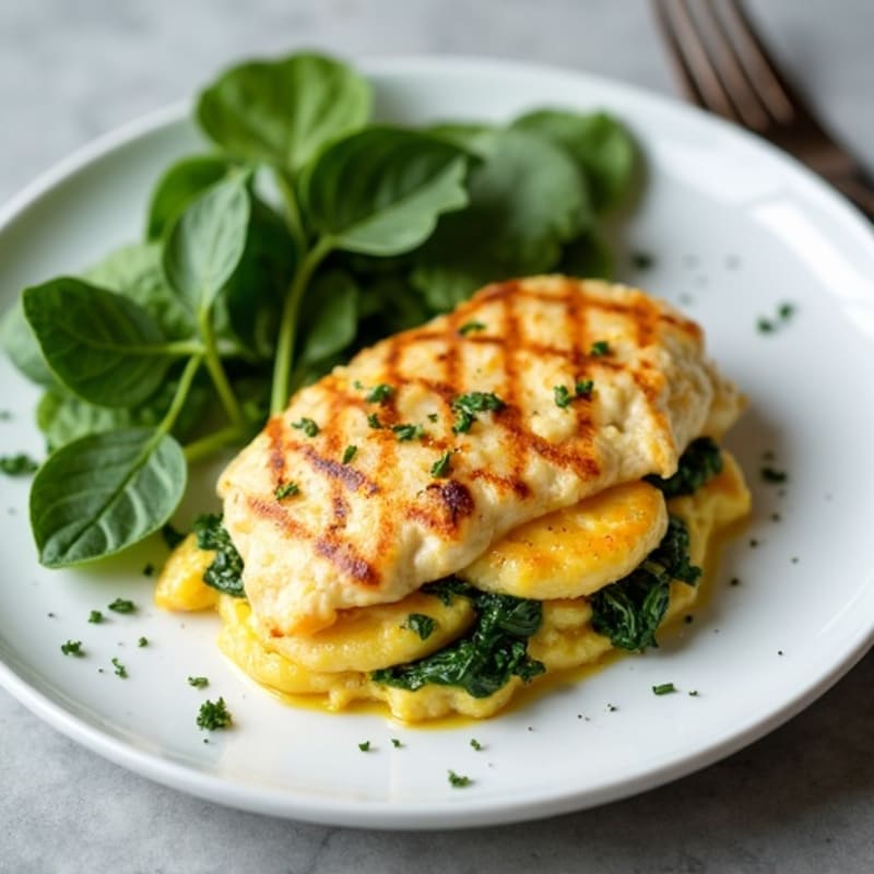 Egg White Spinach Scramble with Grilled Turkey Breast