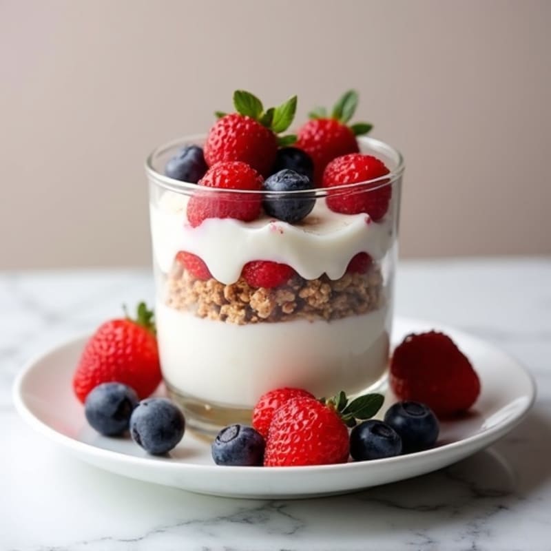 Silky Greek Yogurt Protein Parfait with Mixed Berries