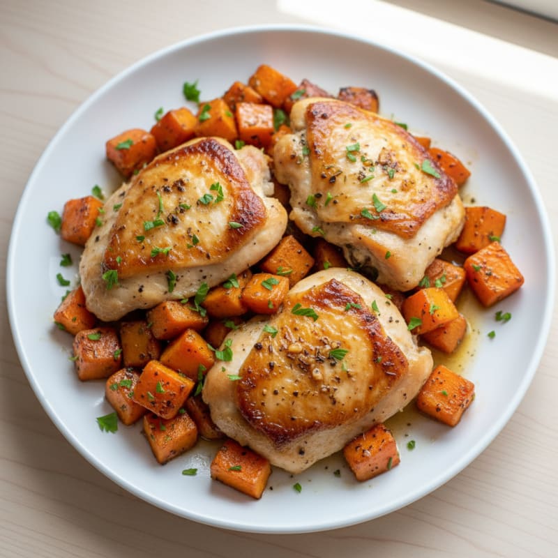 Garlic-Herb Roasted Chicken Thighs with Root Vegetables