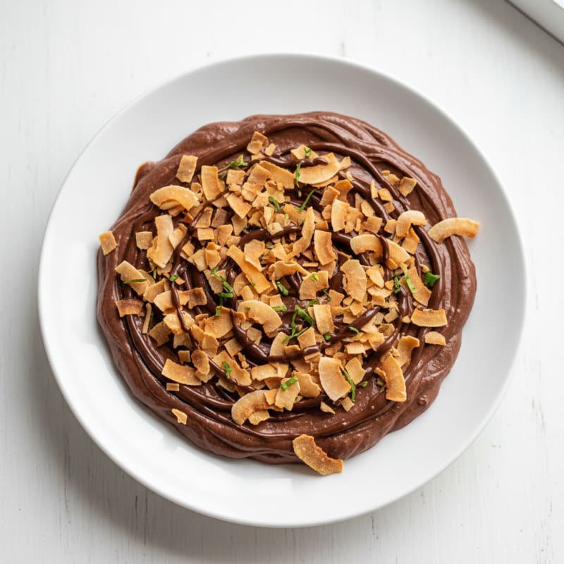 Silky Chocolate Protein Pudding with Toasted Coconut